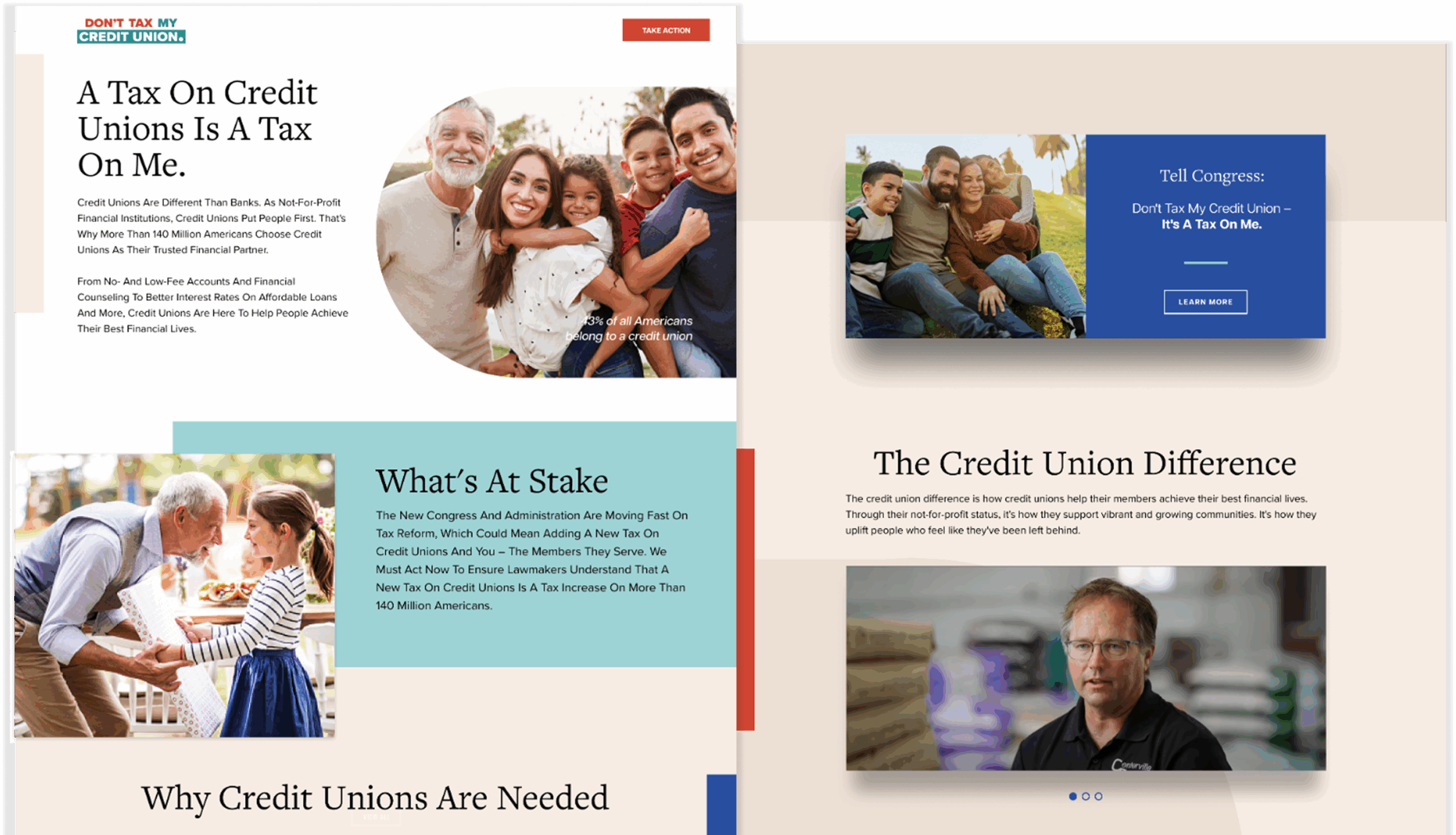 Screen captures of website